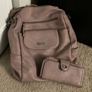CLUCI purse backpack with matching wallet